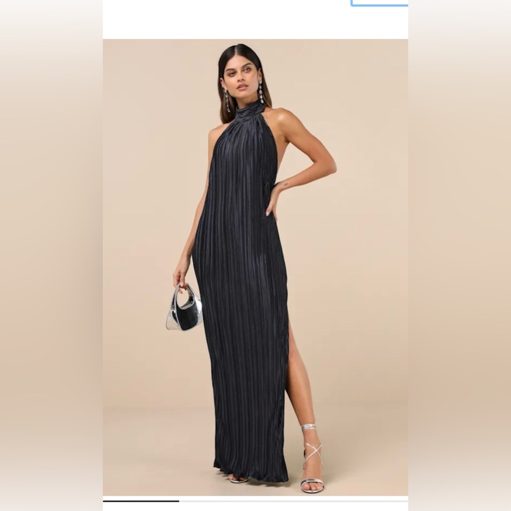 Lulu's Navy Blue Halter Dress